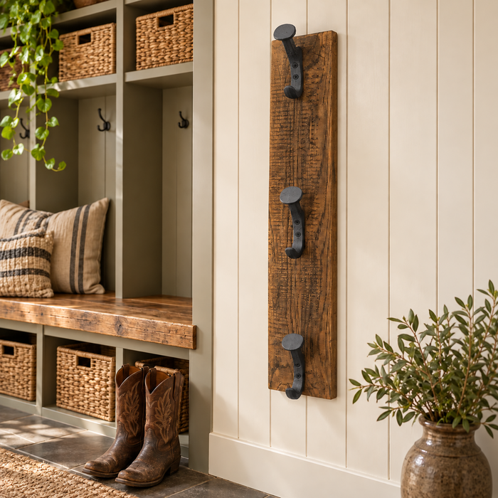 Reclaimed Wood Backpack Rack — 3 Hooks