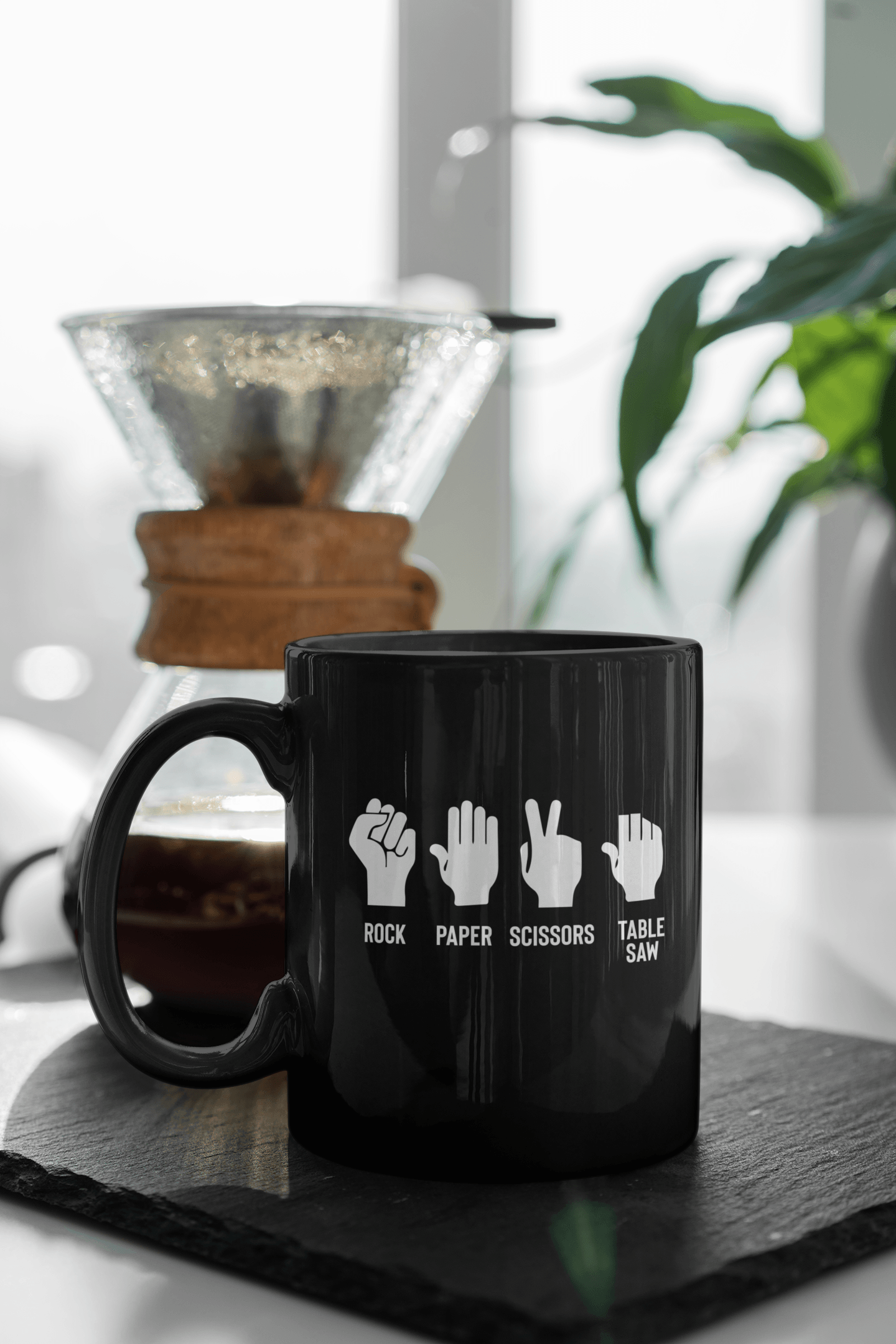 Rock Paper Scissors Table Saw Mug