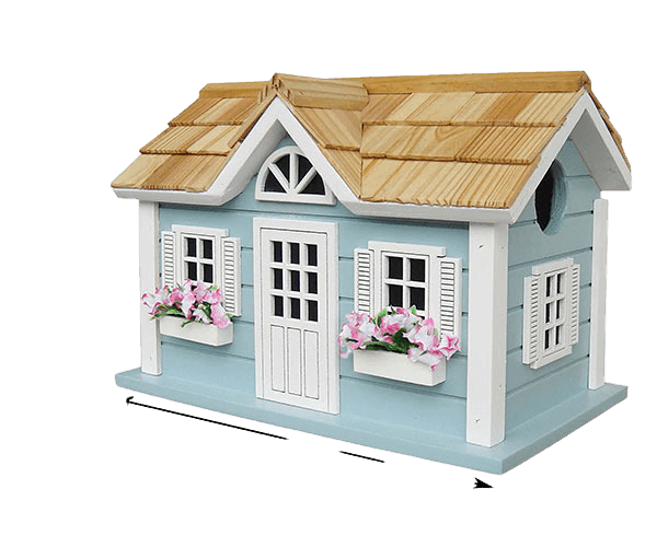 Nantucket Cottage Seed Wooden Bird House in Blue - We Love Hummingbirds