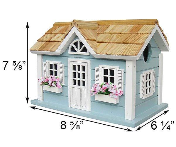 Nantucket Cottage Seed Wooden Bird House in Blue - We Love Hummingbirds