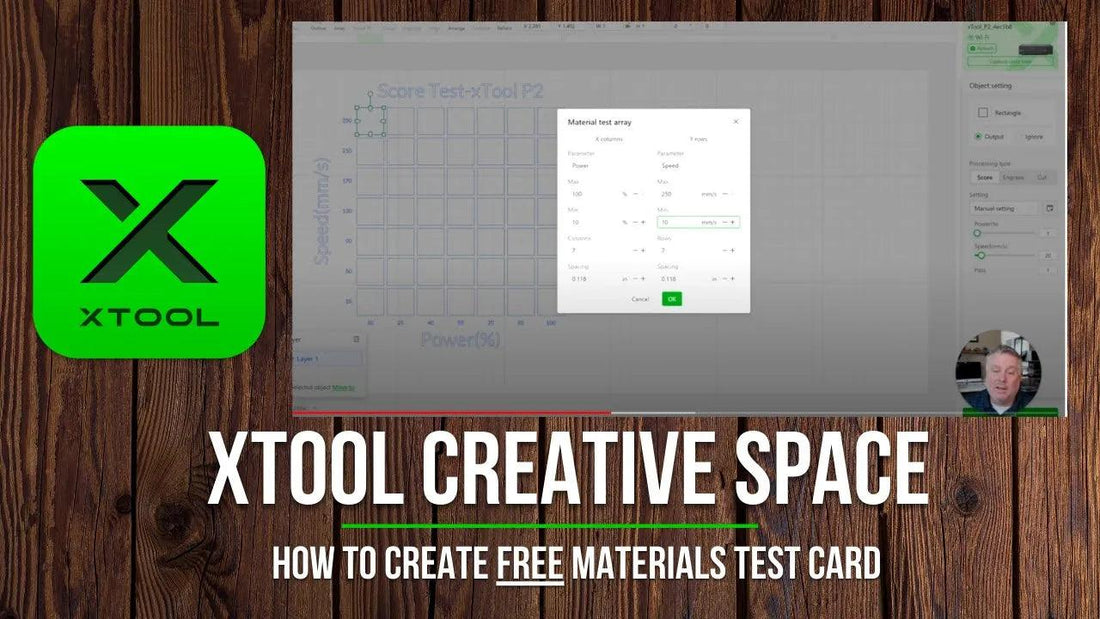 How to Create FREE Materials Test Card in xTool Creative Space - Works for P2, D1 Pro, and M1 Lasers