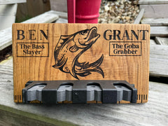 Personalized Wooden Fishing Rod Holder