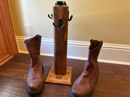 Custom Farmhouse Boot Hanger Stand with Bottle Opener