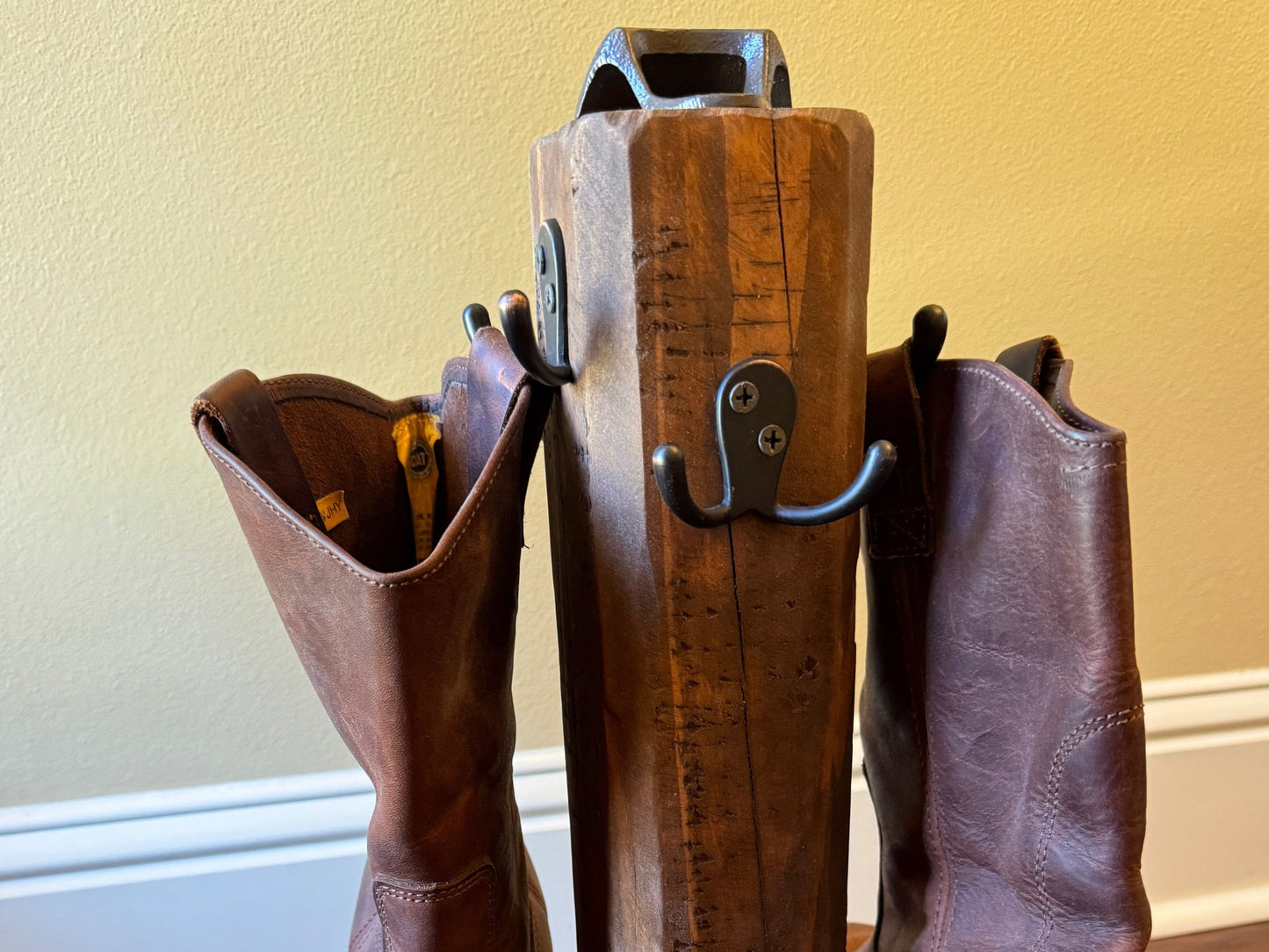 Custom Farmhouse Boot Hanger Stand with Bottle Opener