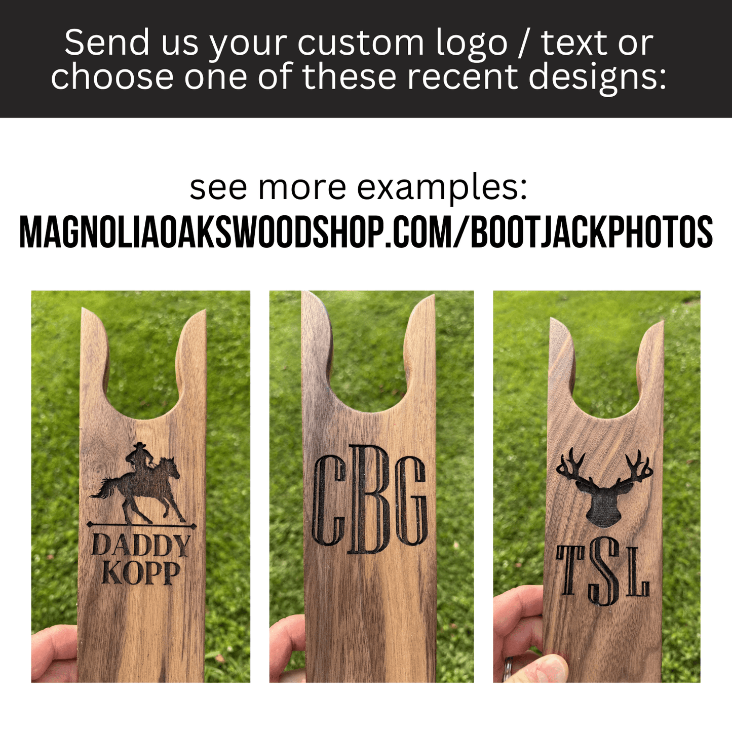 Personalized Rustic Walnut Boot Jack Magnolia Oaks Woodshop