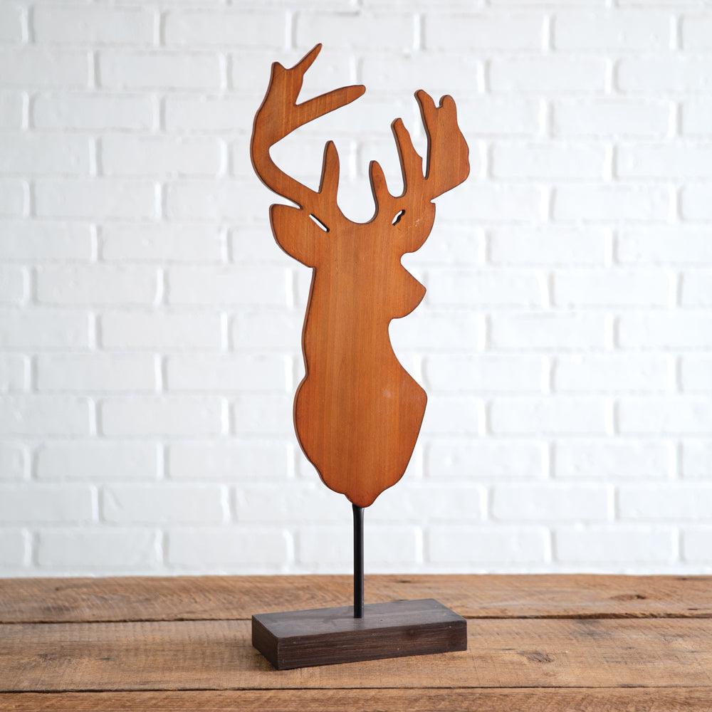 Wood Reindeer on Stand