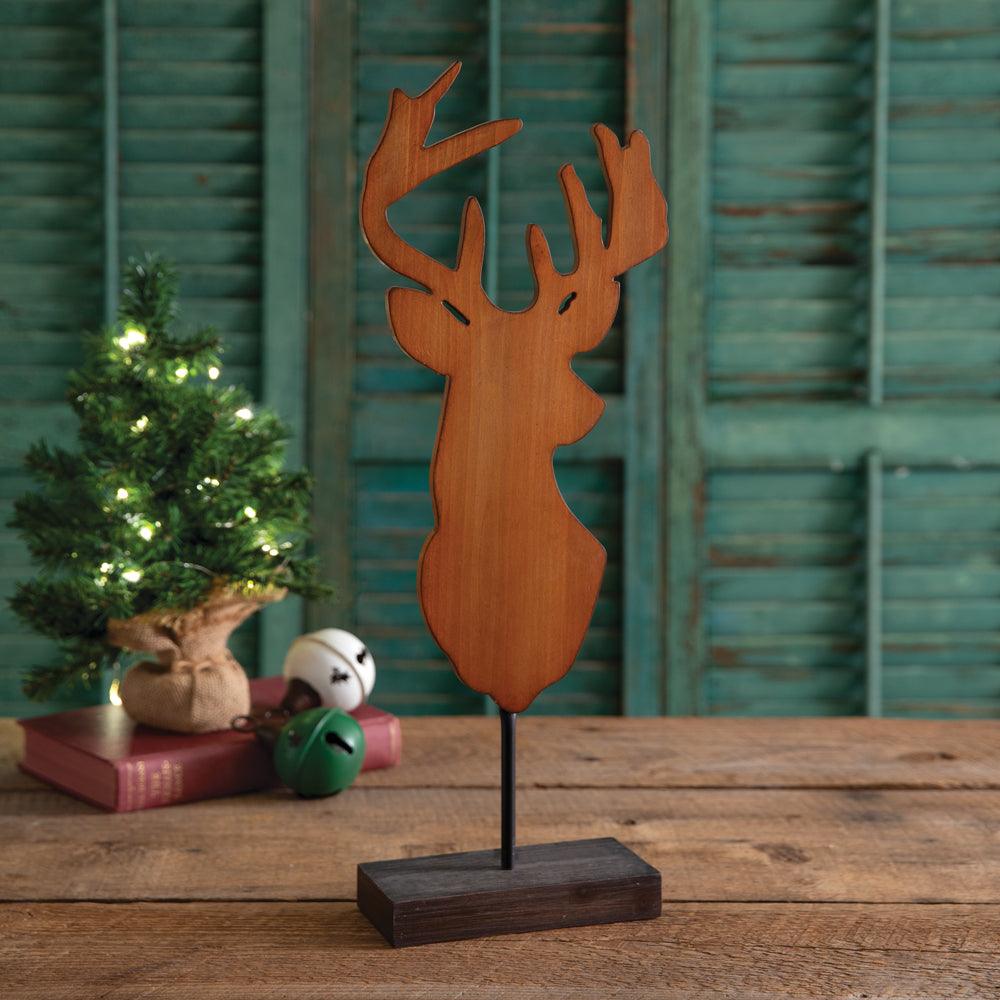 Wood Reindeer on Stand