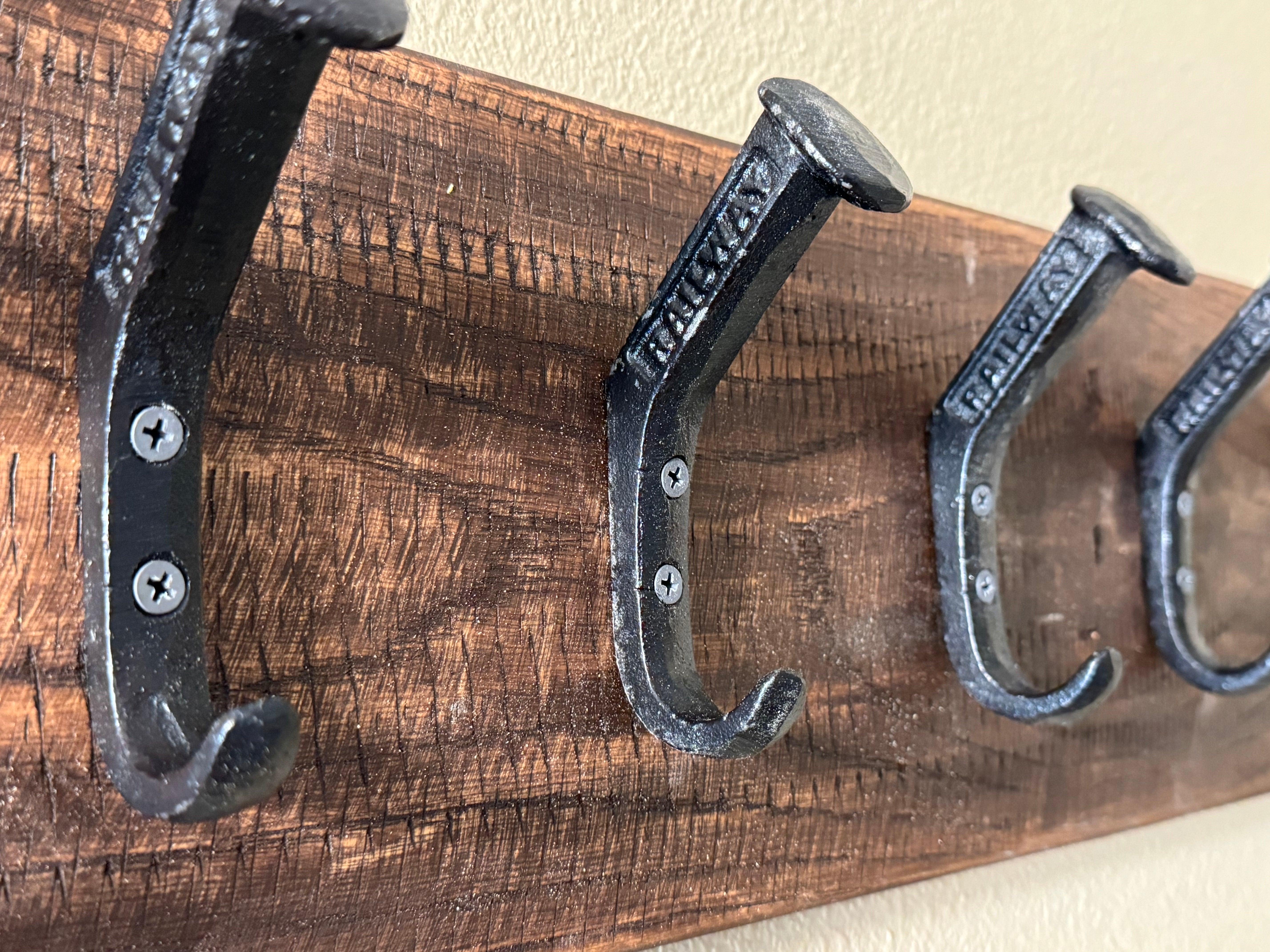 Rustic Modern Farmhouse Handcrafted Wooden hotsell Hat Rack with Iron Railroad Hooks - Holds 6+ Hats