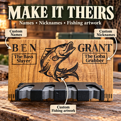 Personalized Wooden Fishing Rod Holder