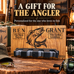 Personalized Wooden Fishing Rod Holder