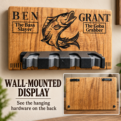 Personalized Wooden Fishing Rod Holder