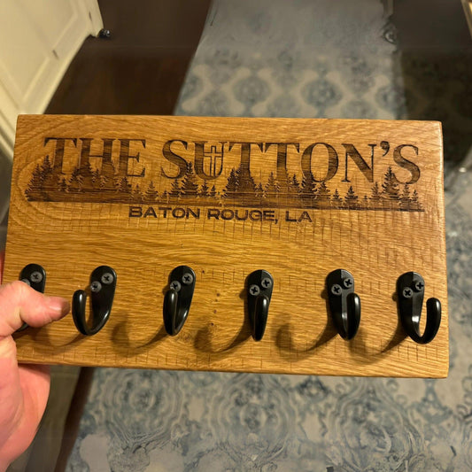 Custom Rustic Oak Keychain Holder for Wall