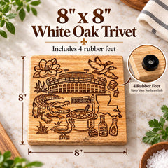 Personalized engraving on back of trivet