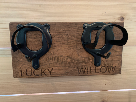 Personalized Horse Bridle Wall Rack - 2 Hooks