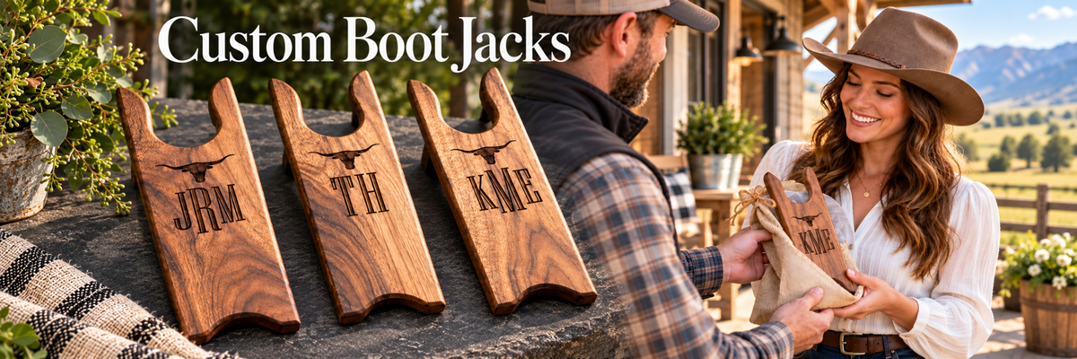 Custom boot jacks — personalized walnut gifts
