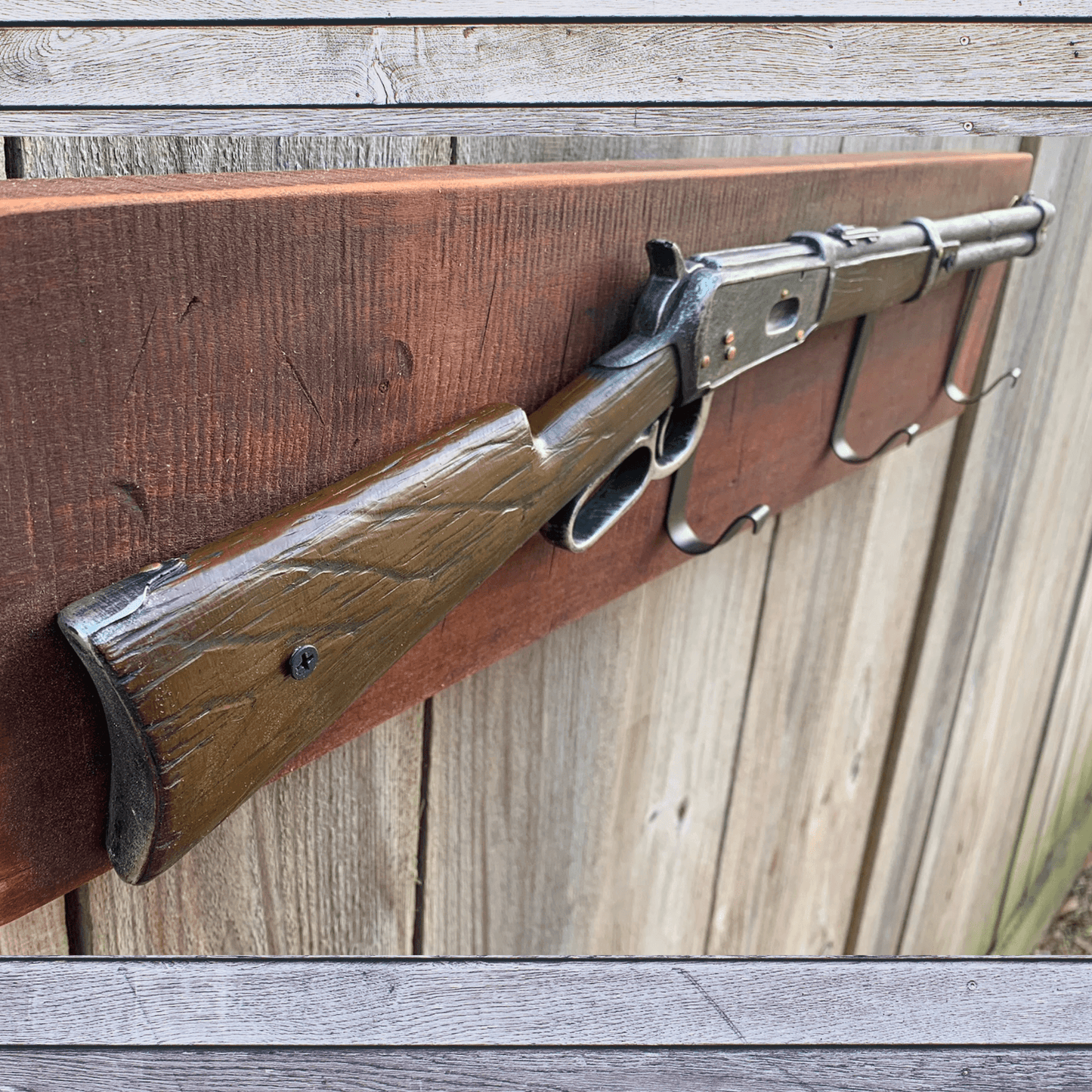 Rustic Farmhouse Cowboy Style Rifle Wall Hanger for Coats & Hats