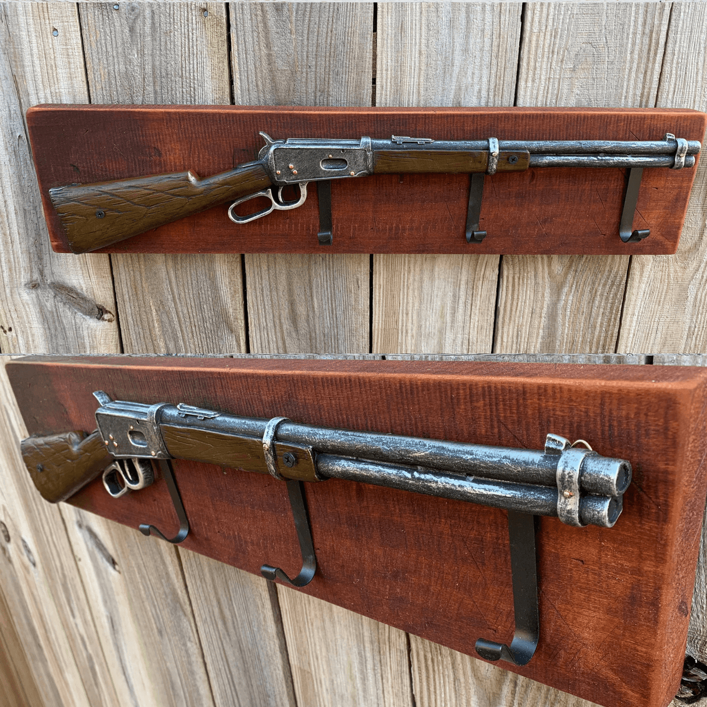 Rustic Farmhouse Cowboy Style Rifle Wall Hanger for Coats & Hats