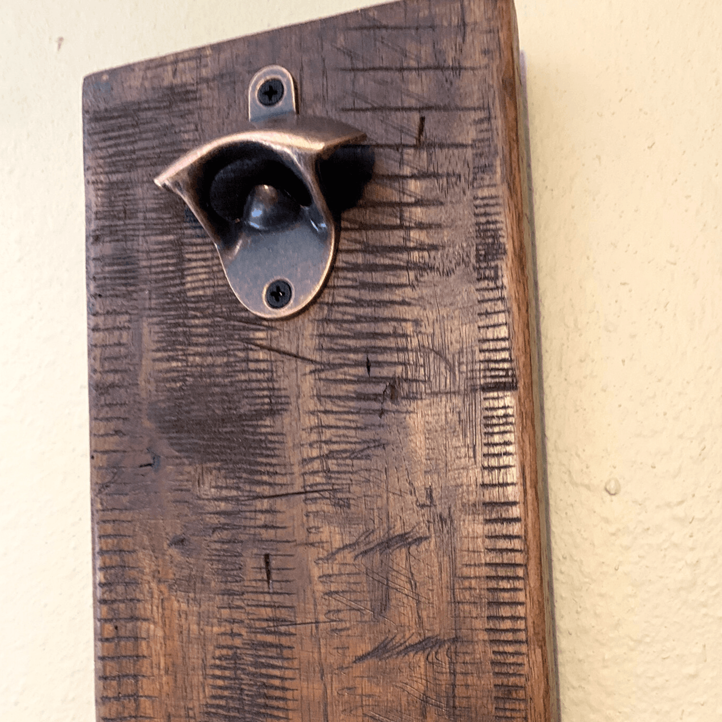 Rustic Farmhouse Bottle Opener with Oil Rubbed Bronze Hardware