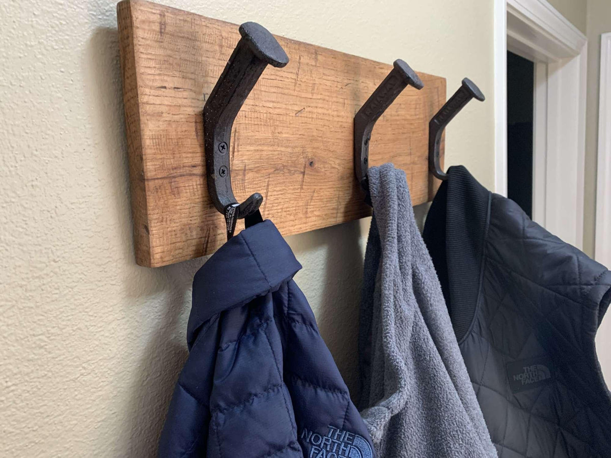 Farm Coat Racks Handcrafted Rustic Farmhouse Coat Rack - 3 Hanger – Magnolia Oaks Woodshop