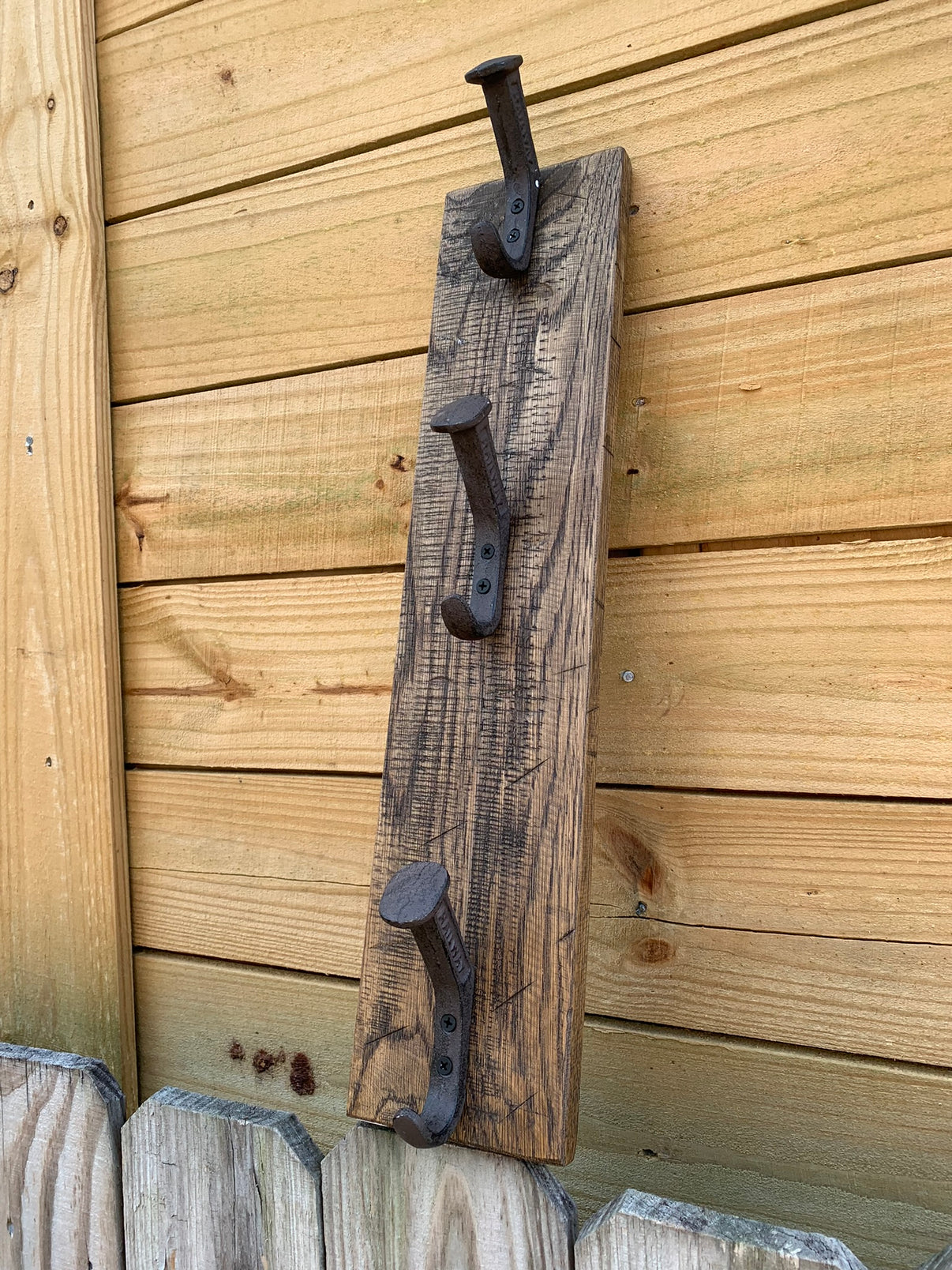 Backpack Wall Rack with 3 Railroad Stakes in Rustic Farmhouse Style ...