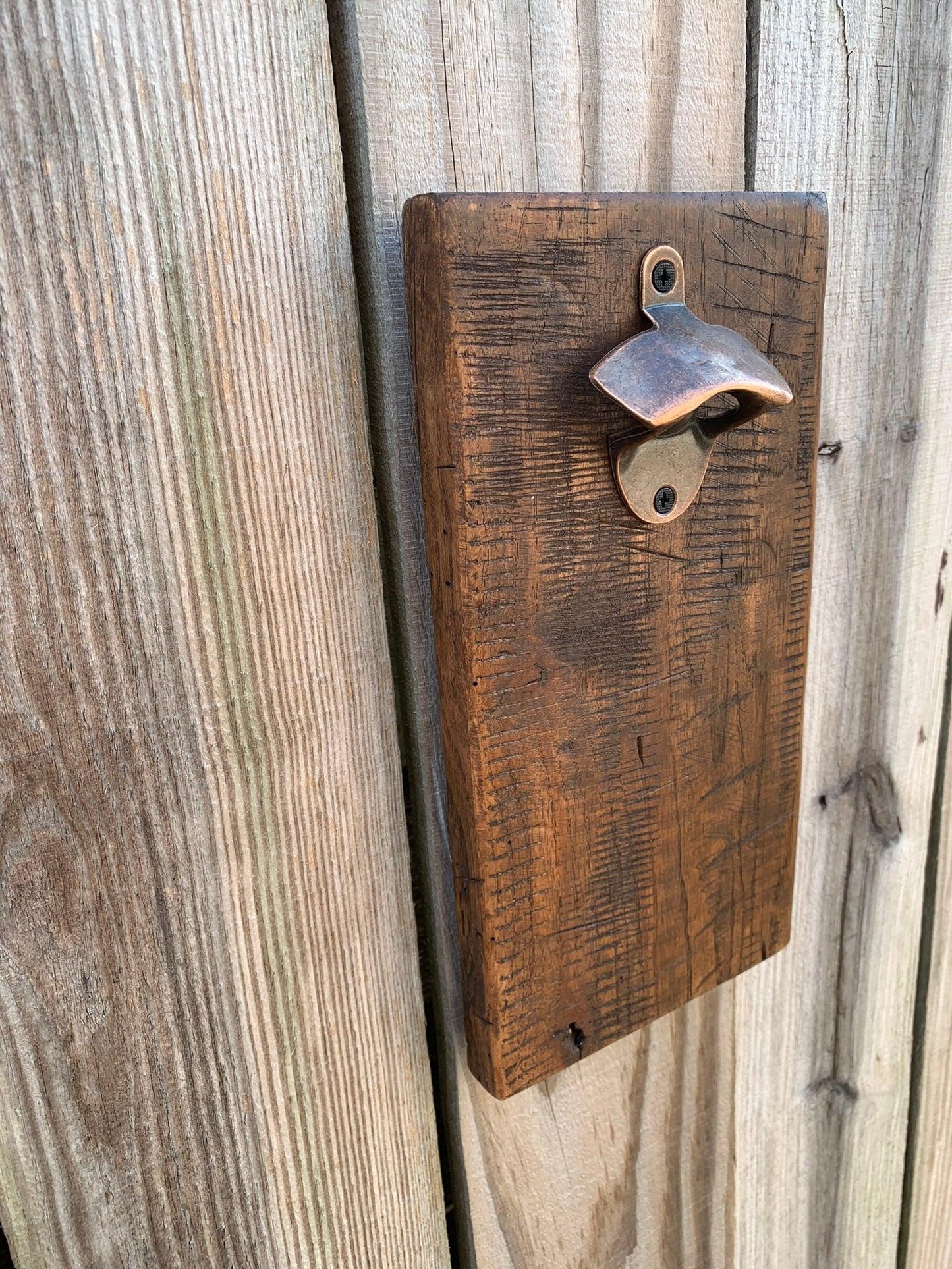 Rustic Farmhouse Bottle Opener with Oil Rubbed Bronze Hardware