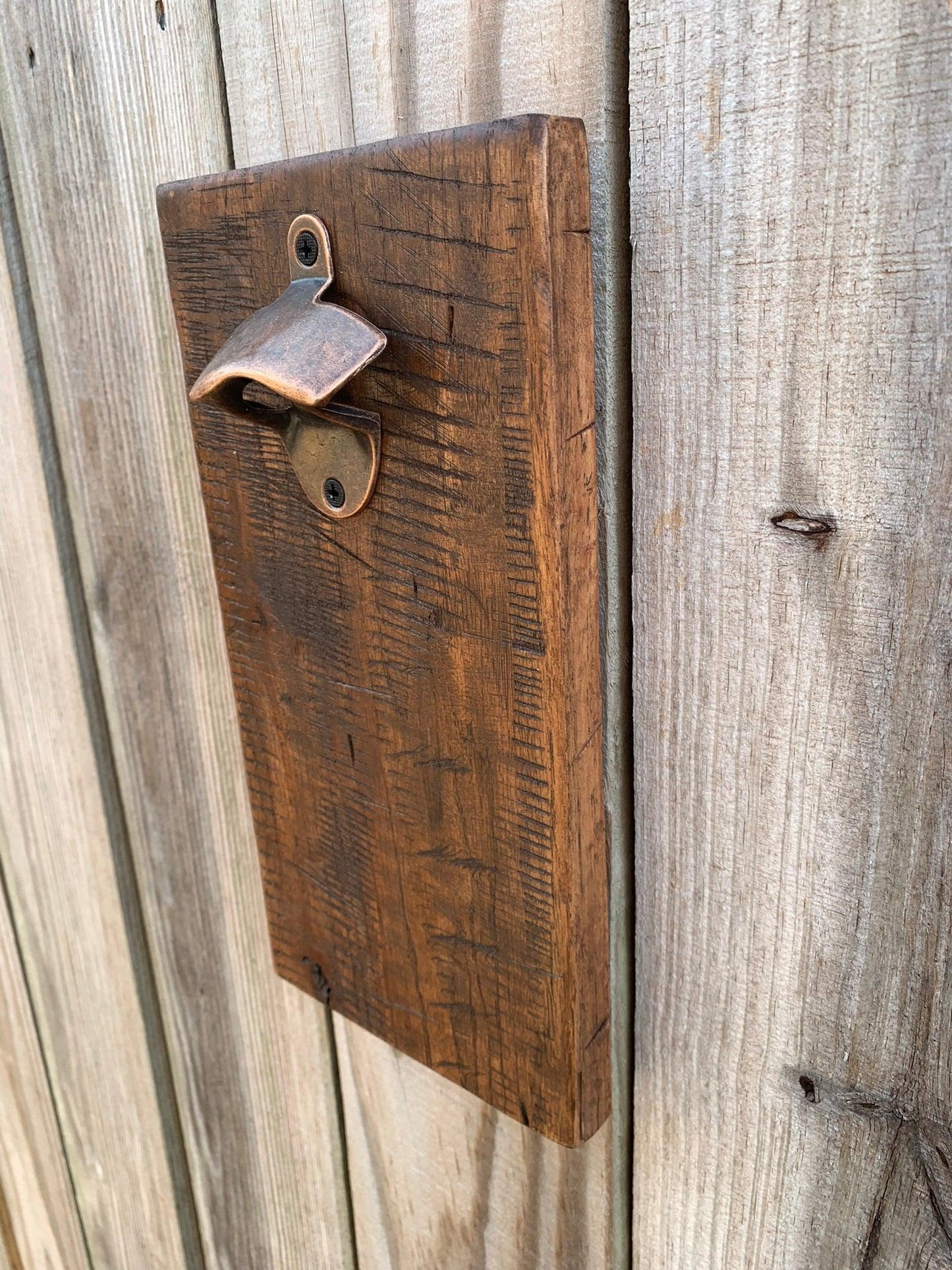 Rustic Farmhouse Bottle Opener with Oil Rubbed Bronze Hardware