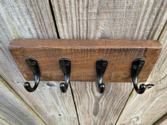 Rustic 4 Hook Wood Keychain Holder