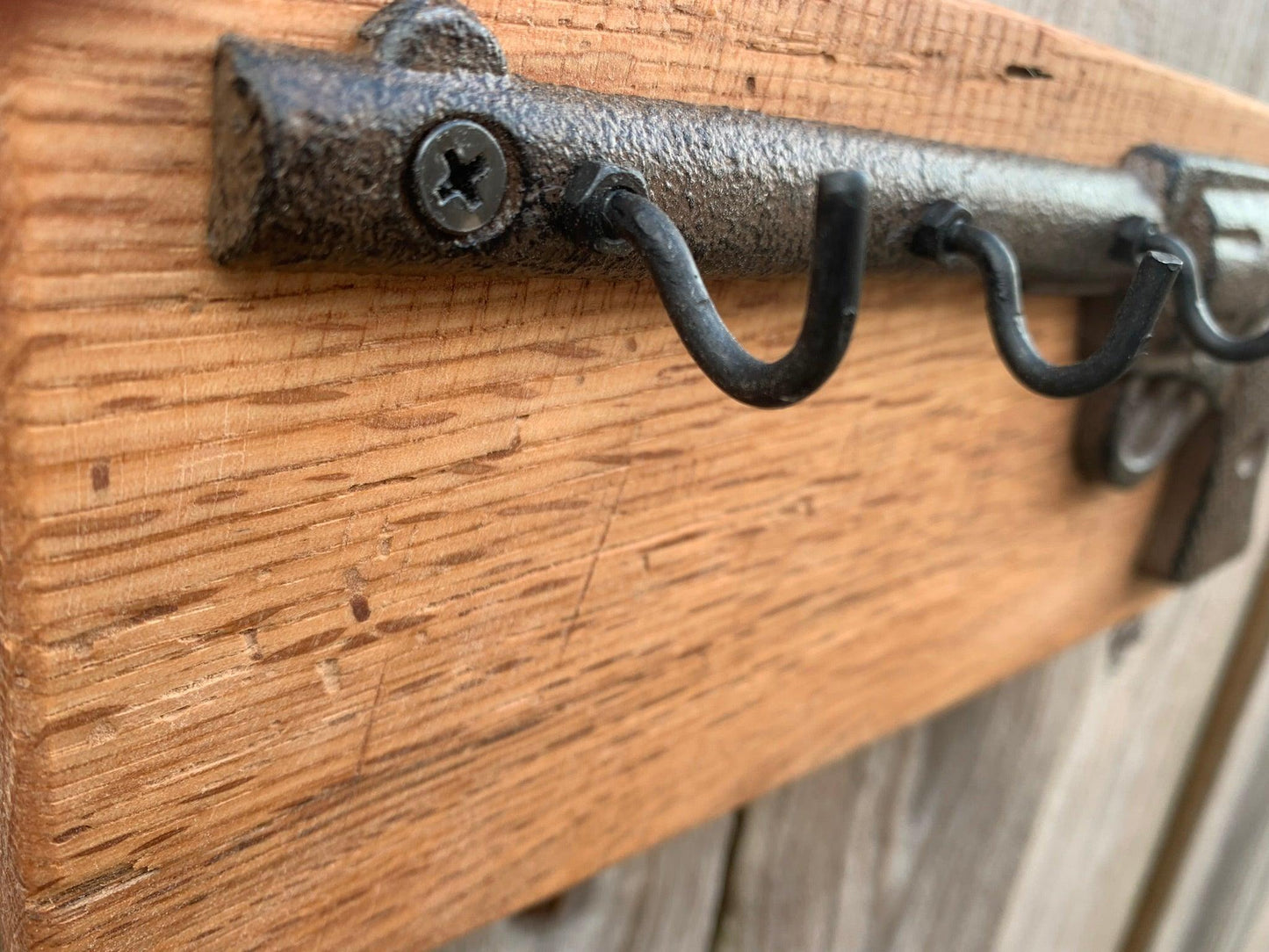 Vintage Pistol & Reclaimed Wood Keychain Holder