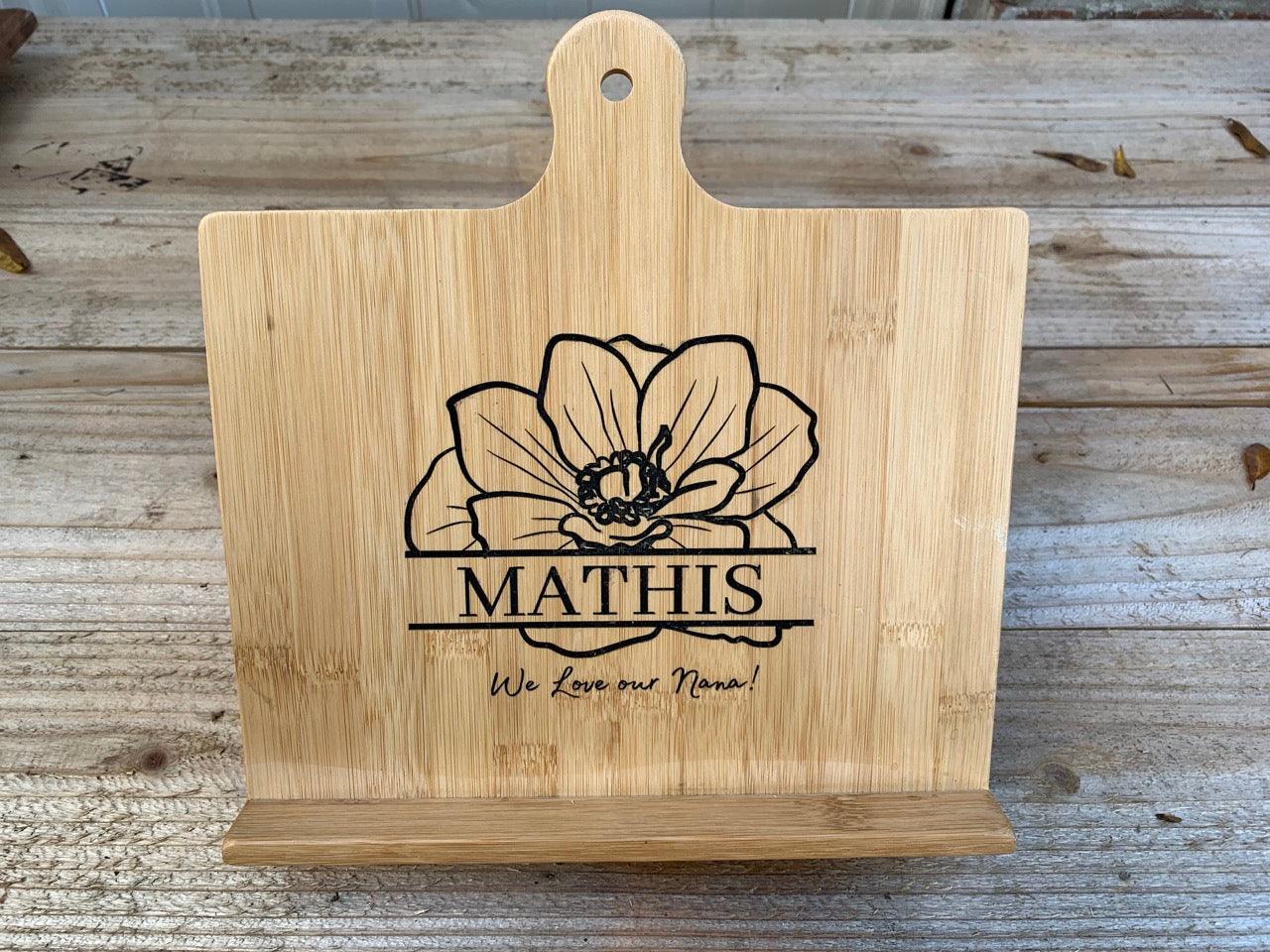 Personalized Wooden Cookbook Stand