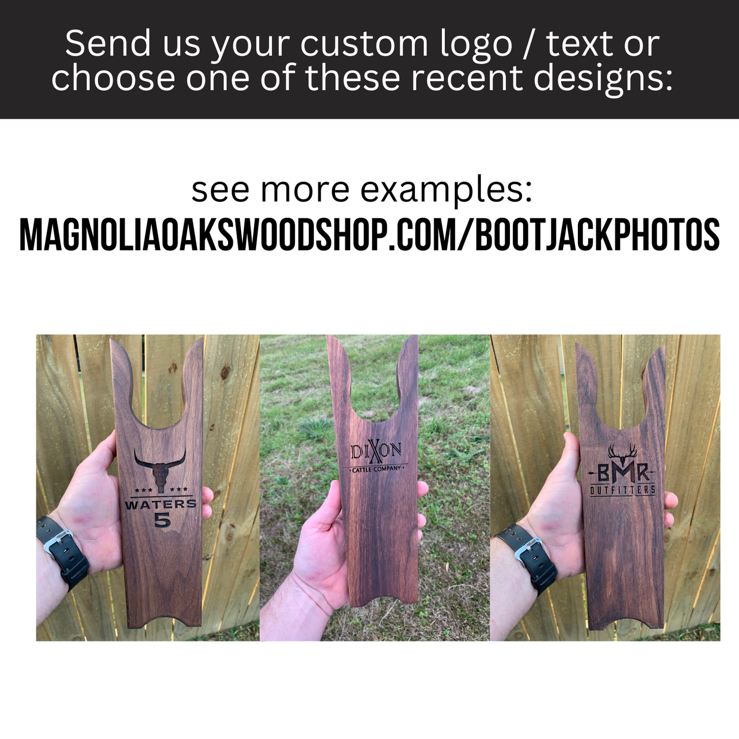 Personalized Rustic Walnut Boot Jack