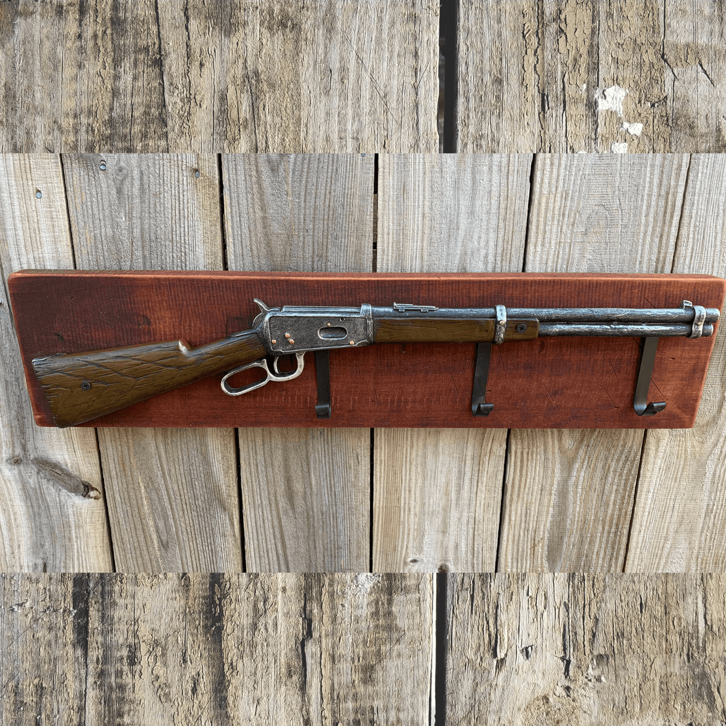 Rustic Farmhouse Cowboy Style Rifle Wall Hanger for Coats & Hats