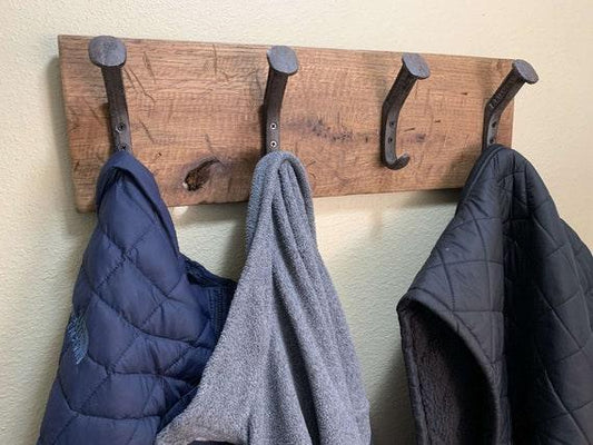 Handcrafted Rustic Farmhouse Wooden Hat Rack - 4 Hanger