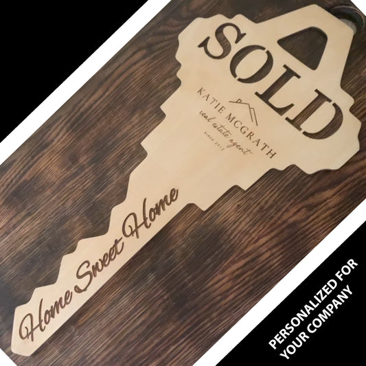 Personalized Real Estate Key Sold Home Sign Prop