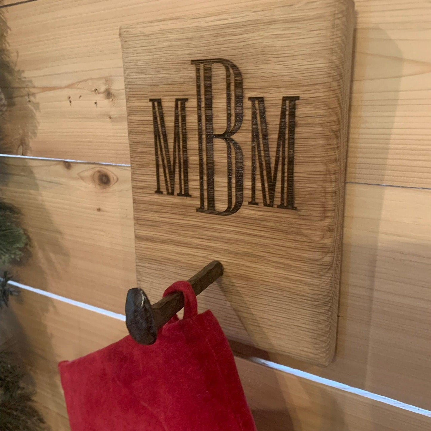 Personalized Farmhouse Monogram Christmas Stocking Wall Hanger