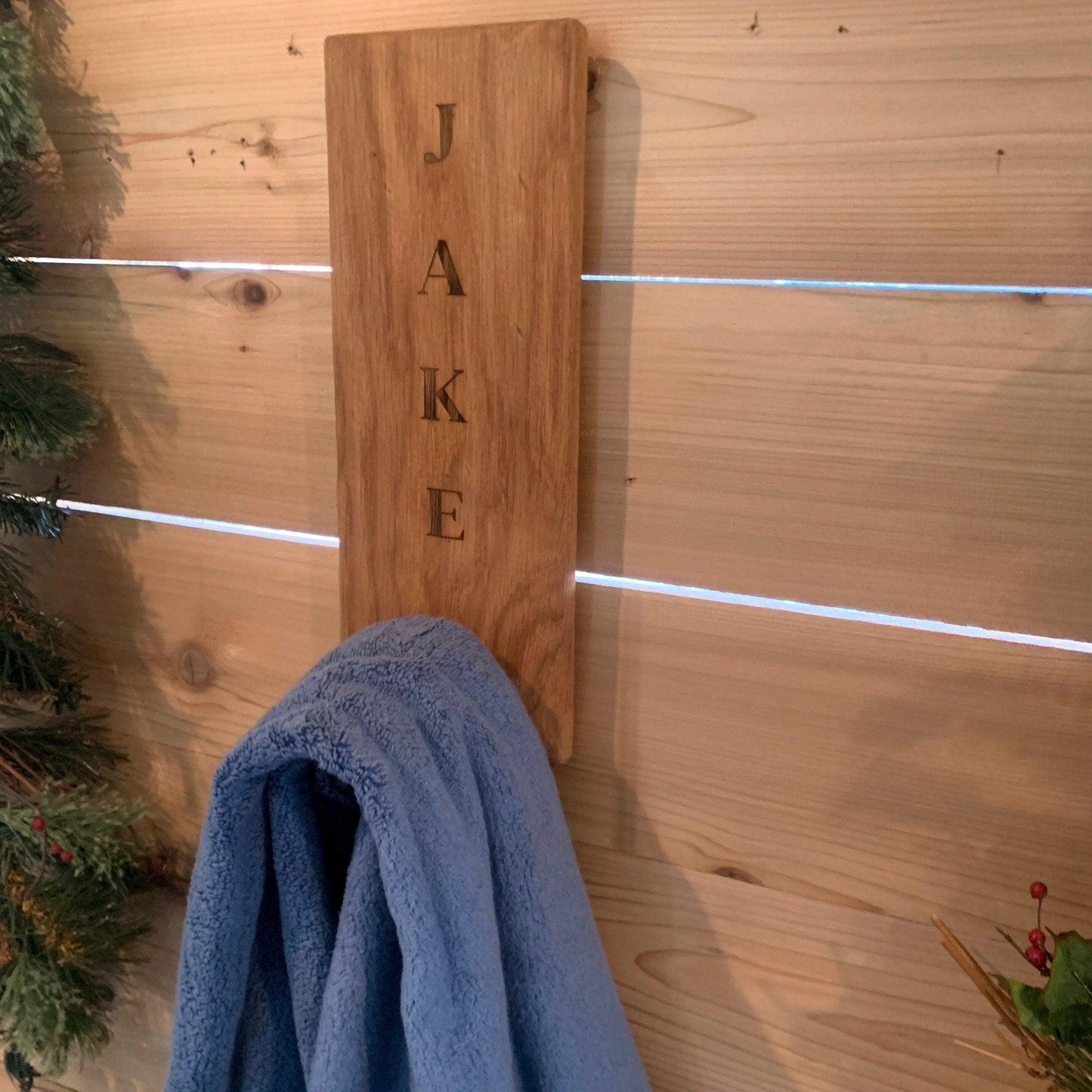 Personalized Rustic Towel Hanger for Wall