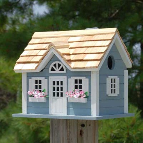 Nantucket Cottage Seed Wooden Bird House in Blue - We Love Hummingbirds